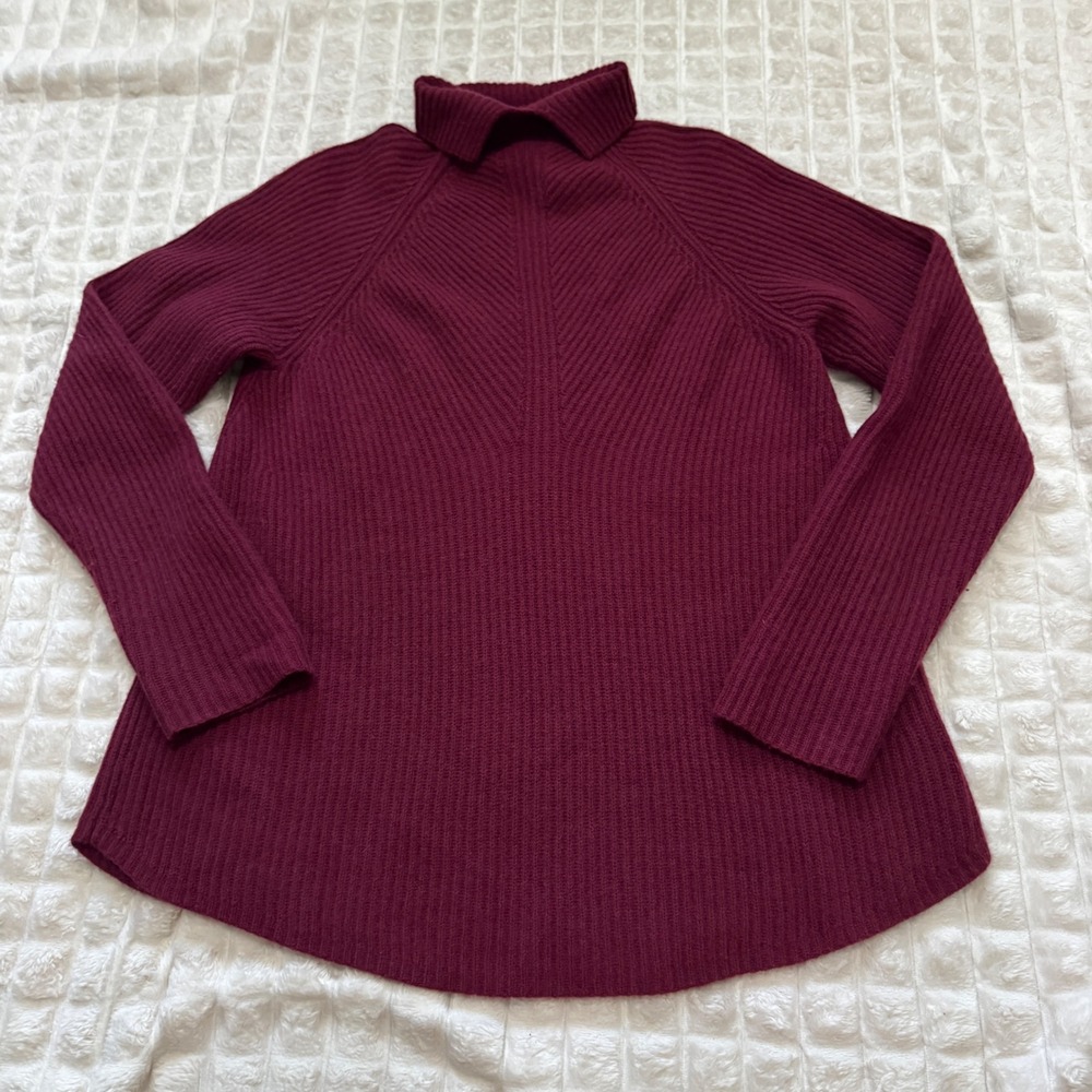 Theory Small 100% Cashmere Moving Rib Sweater Mock Neck Quiet Luxury Minimalist